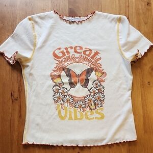 SO | Great Vibes Butterfly Tee - Cream Size XL